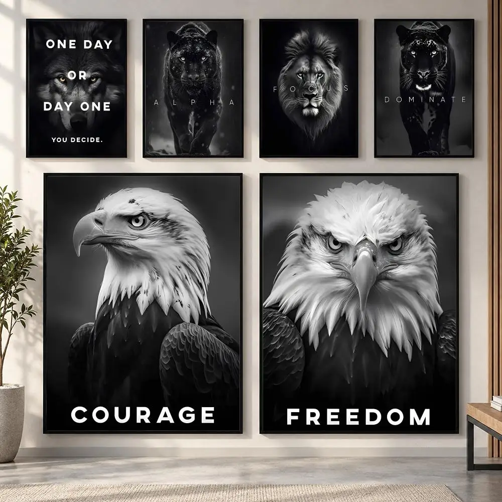Simple Nordic Style tiger lion bald eagle Poster HD art sticky wall waterproof home living room bedroom bar aesthetic decoration
