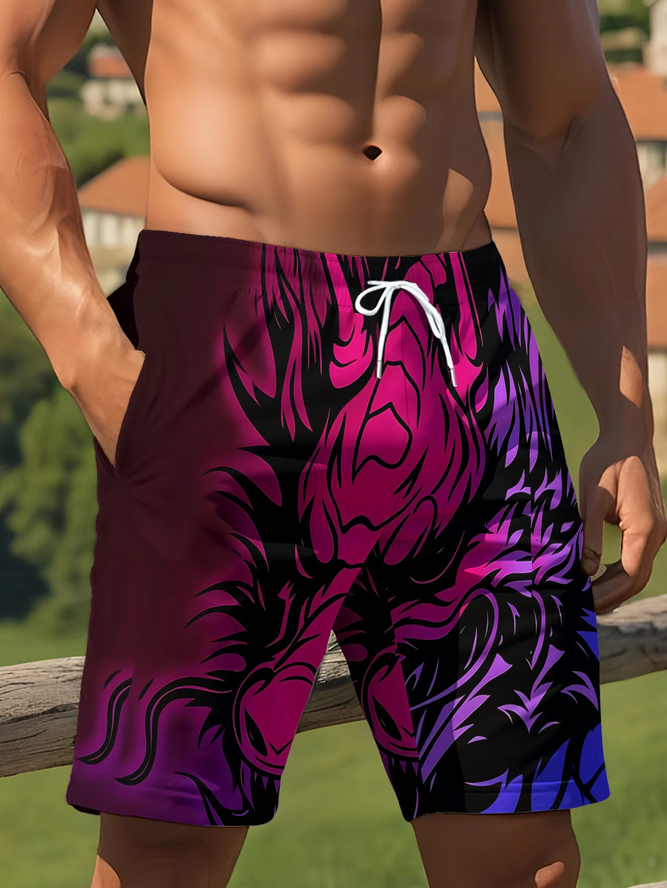 

Dragon Retro 2026 Summer Men's Shorts Hawaii New Fashionable Couple 3D Printed Swimsuit Quick Drying Beach Leisure Street Style