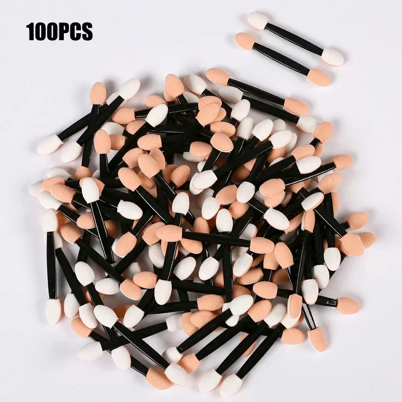 100 stücke 6,2 cm doppel köpfiger Lidschatten stift Latex schwamm Einweg-Lidschatten pinsel kleiner tragbarer Schönheits-Make-up-Werkzeug bürsten kopf