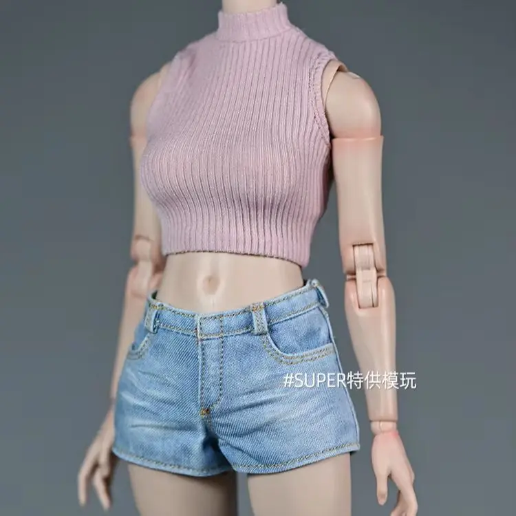 

1/6 scale female dolls clothes Washed denim shorts fit 12'' action figure body model