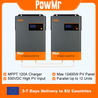 PowMr 12.4KW Hybrid Solar Inverter 48V 220V Off Grid Inverter with MPPT 120A Charger Work without Battery Parallel Up to 12 Unit