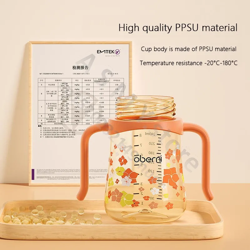 240ML/300ML baby bottle/children's drinking cup/infant learning drinking cup/milk bottle/wide-bore bottle/12 months +