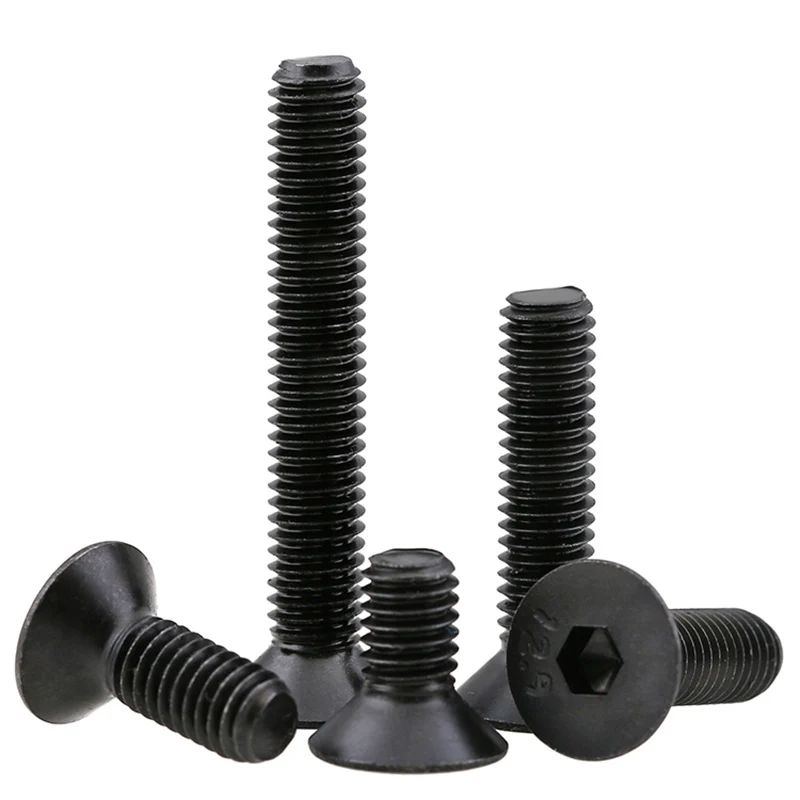 

50Pc Black Countersunk Head Hexagon Socket Screws 12.9 Grade High-carbon Steel Flat Cup Flat Head Bolts M3 M4 M5 M6 M8 M10