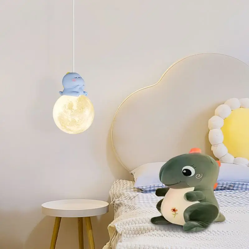 Romantic Children\'s Room Pendant Lamps Resin Dog Monkey Dinosaur Piggy Animal Light Kids Boy Bedroom Bedside Hanging Lights