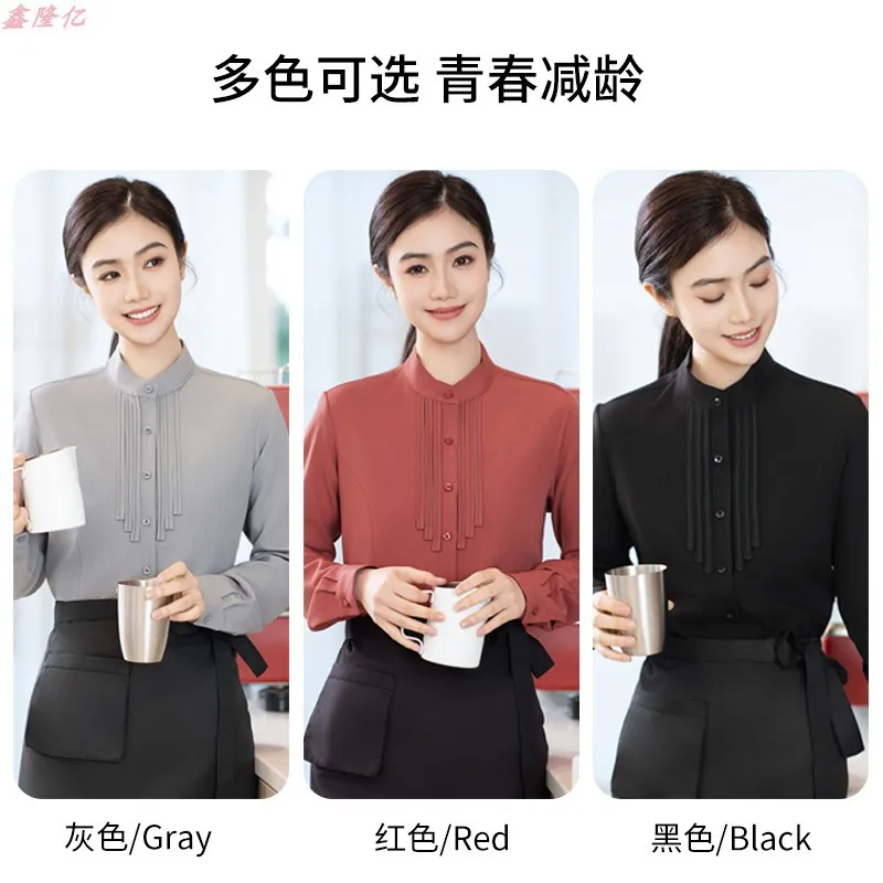 غربي مطعم ستيك هاوس النادل الخريف قابل للتعديل كم طويل موحدة برغر مقهى كعكة متجر ملابس العمل