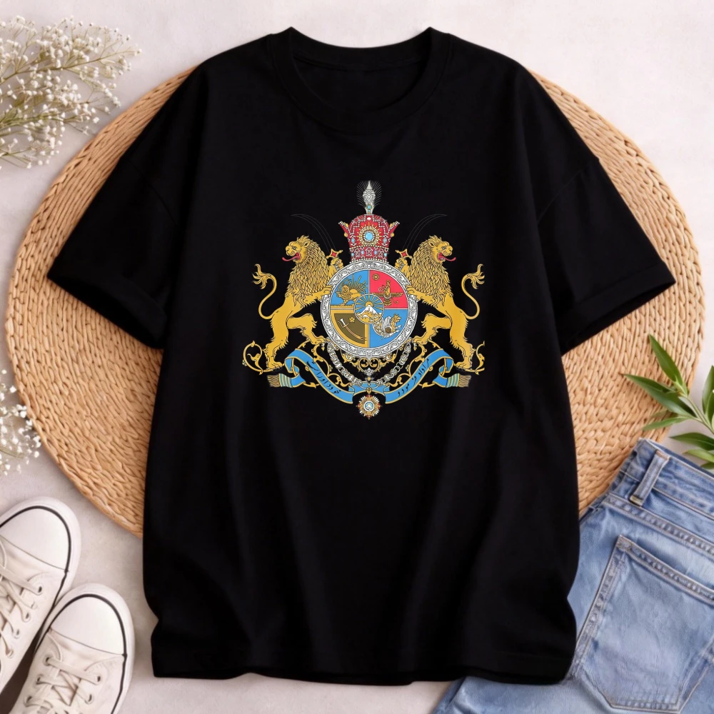 Iranian Lion Iran Map T Shirt Casual Style Men's T-Shirt Royal Coat of Arms Print Summer Wear Gift for Him
