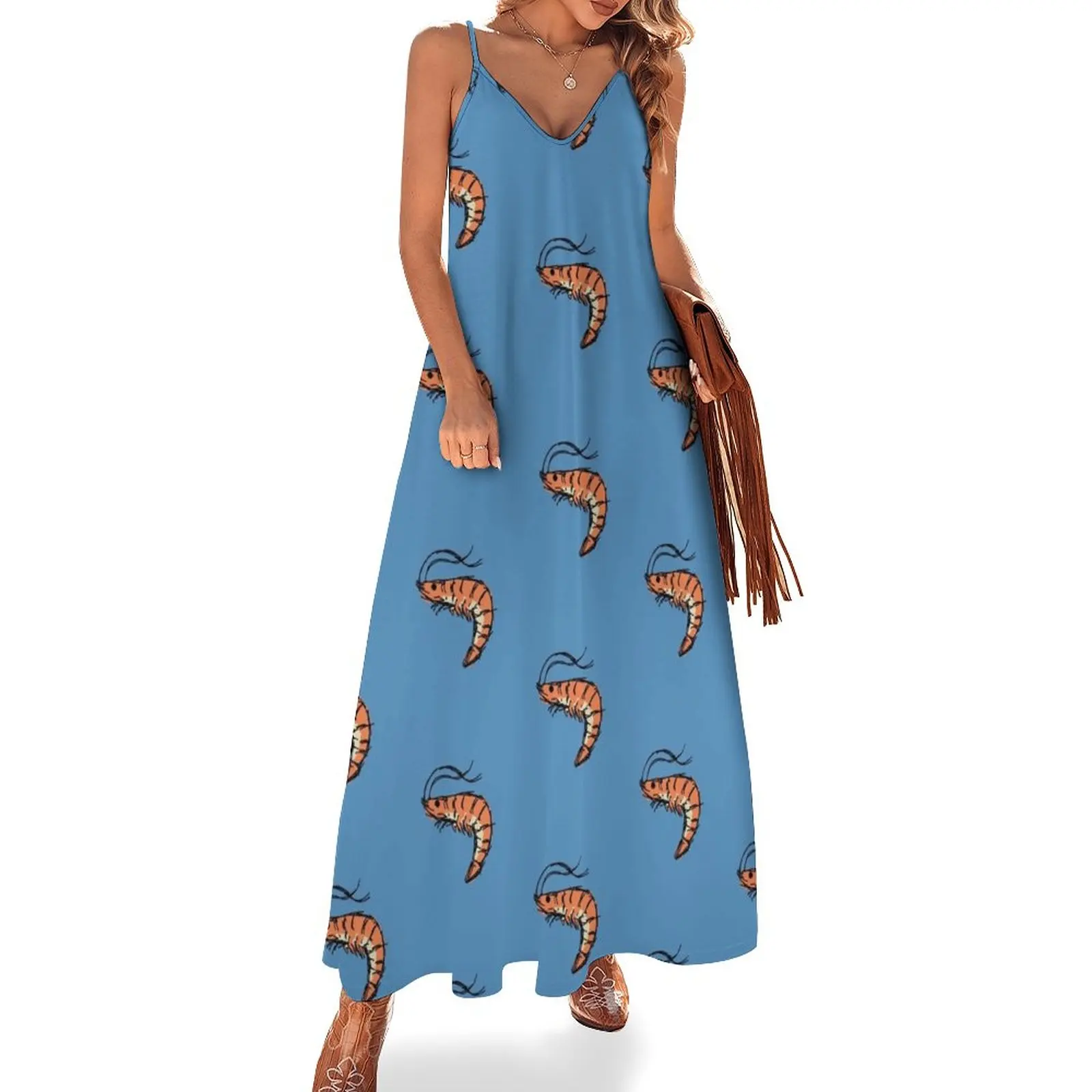 

Shrimp Sleeveless Dress Long dresses Women dresses summer