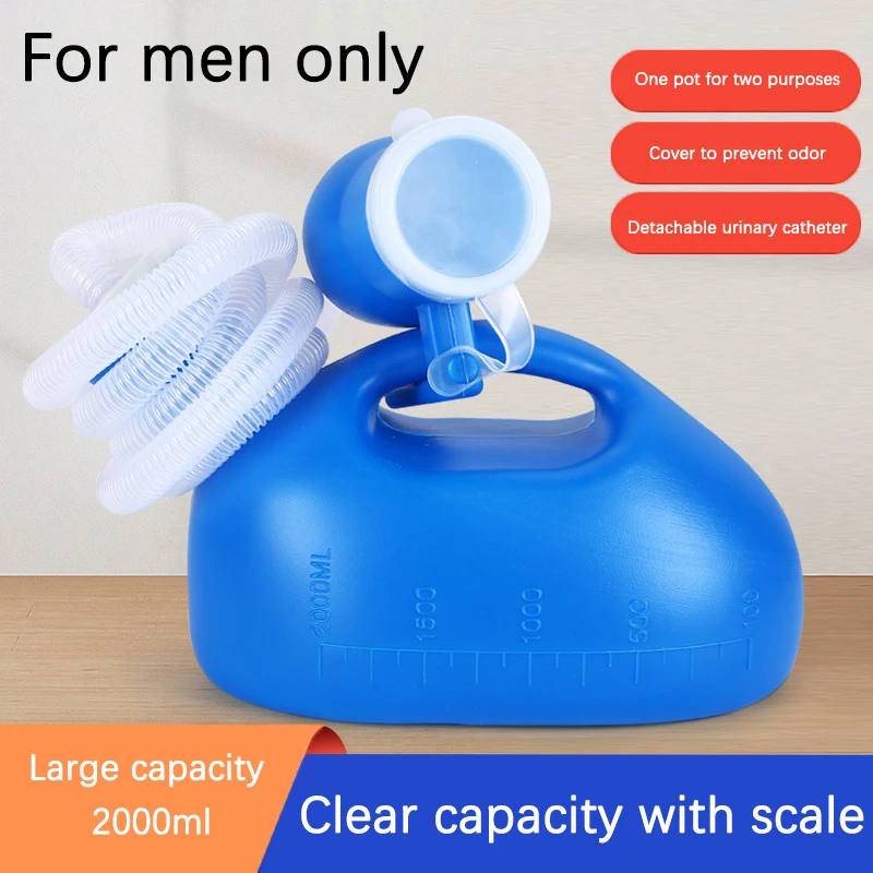 2000ml Plastic Male Urinal Bottle With 160cm Tube Pee Bottle Collector With Cover Portable Potty Pee Urine Bottle