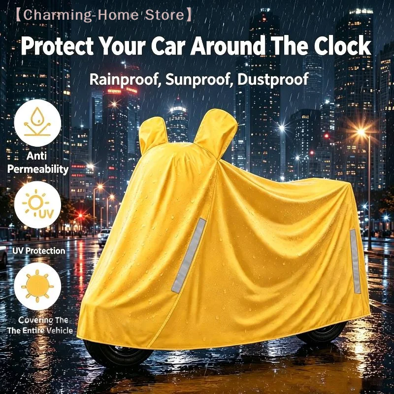 【M】Motorcycle Cover For Sun Rain And Dust Protection With Mirror Covers Thick Fabric Provides Year-Round Protection
