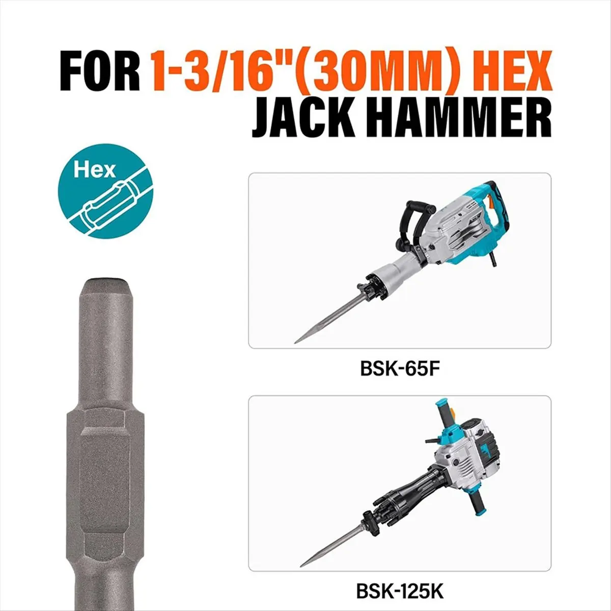 T32C New 1-3/16 Inch Hex Scaling Chisel, 3 X 16 in. Steel Scraping Chisel Tile Removal Bit for Electric Demolition Jack Hammer