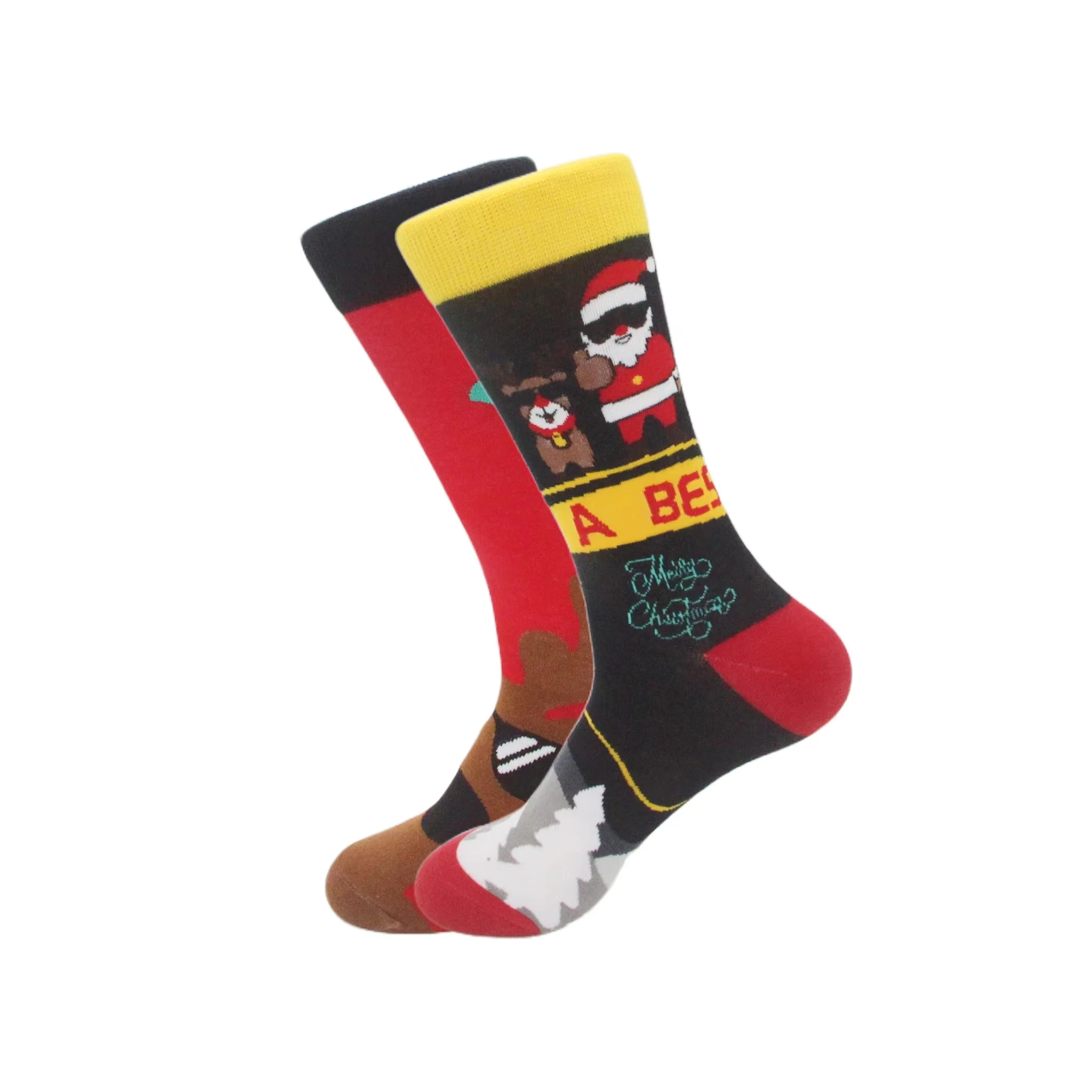

1 pair of red socks for the Chinese New Year, gingerbread man Christmas socks, four seasons pure cotton dragon year festive mid-