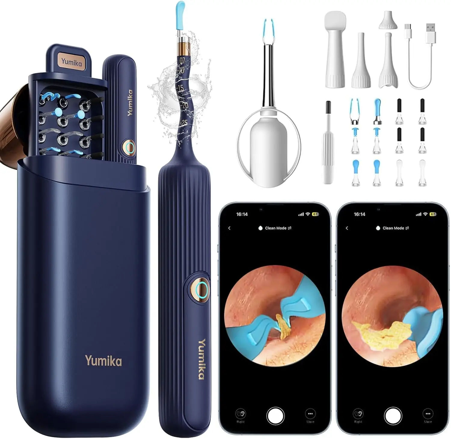 

Камера для удаления ушной серы с подсветкой, гибким зондом и пинцетом для взрослых и детей