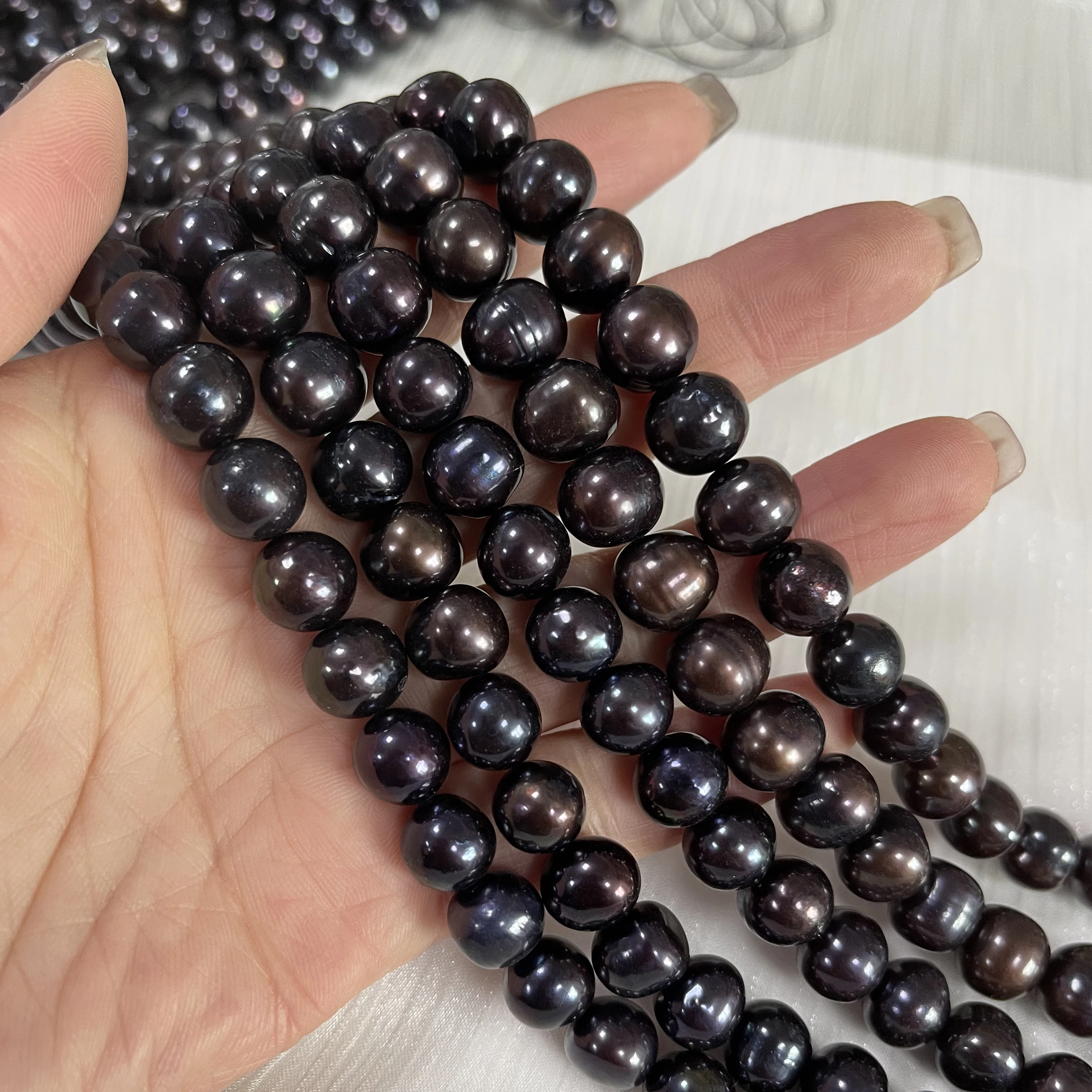 

Natural Freshwater Pearl Round Black High Quality Black Pearl Beads 10-11mm Jewelry Making DIY Necklace Bracelet Accessories