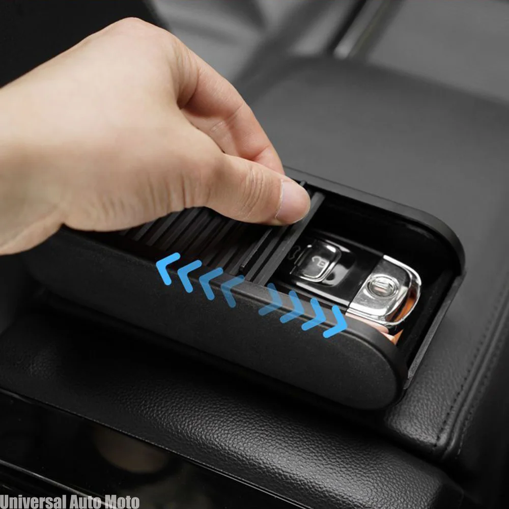 Boîte de rangement pour console centrale de voiture, organisateur universel pour tableau de bord avec couvercle, support télescopique pour lunettes et pièces de monnaie
