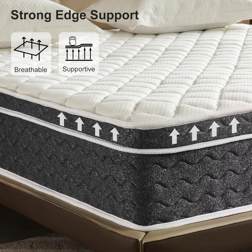 Queen Mattress 12 Inch Hybrid Mattress Queen Size - Memory Foam & Individually Pocket Coils Springs | Pressure Relief | Motion I