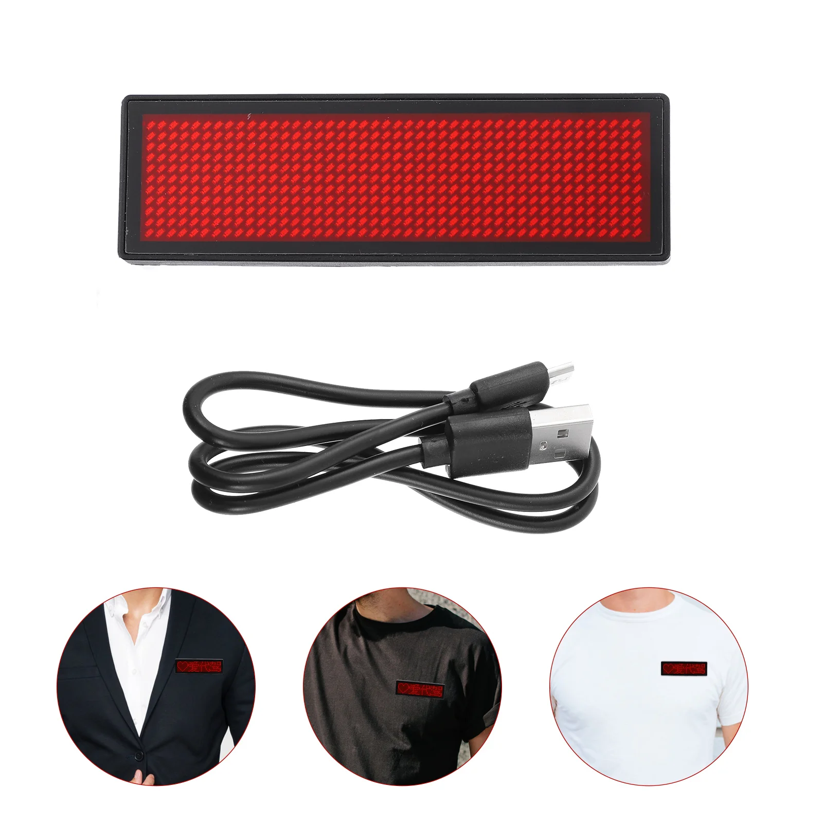 

Name Tag Electronic Digital Message Board LED Screen Sign Mini Advertising Badges Red Pcv