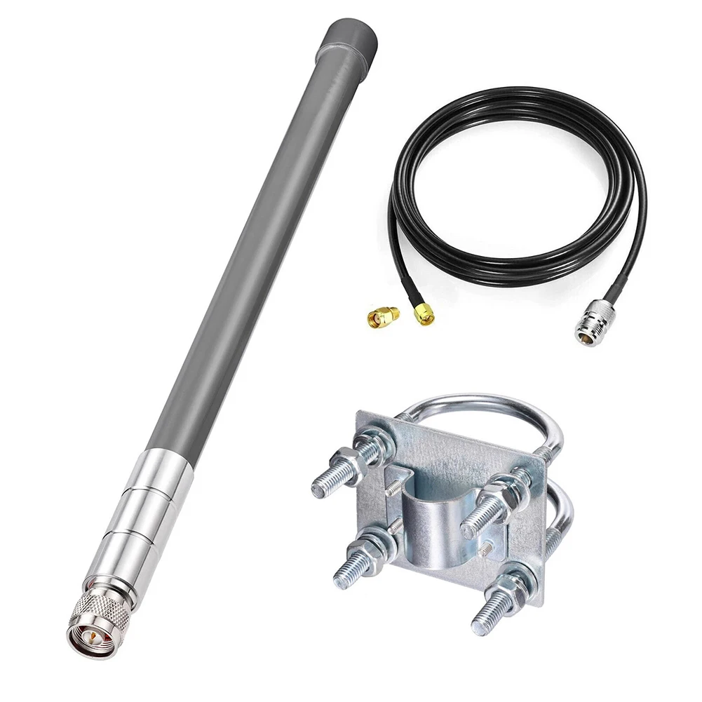 Fiberglass Antenna 3-meter KSR195 Cable For SMA Adapter Clip Kit 8dBi Helium Hotspot Miner Outdoor 915mhz For LoRaWAN For Bobcat