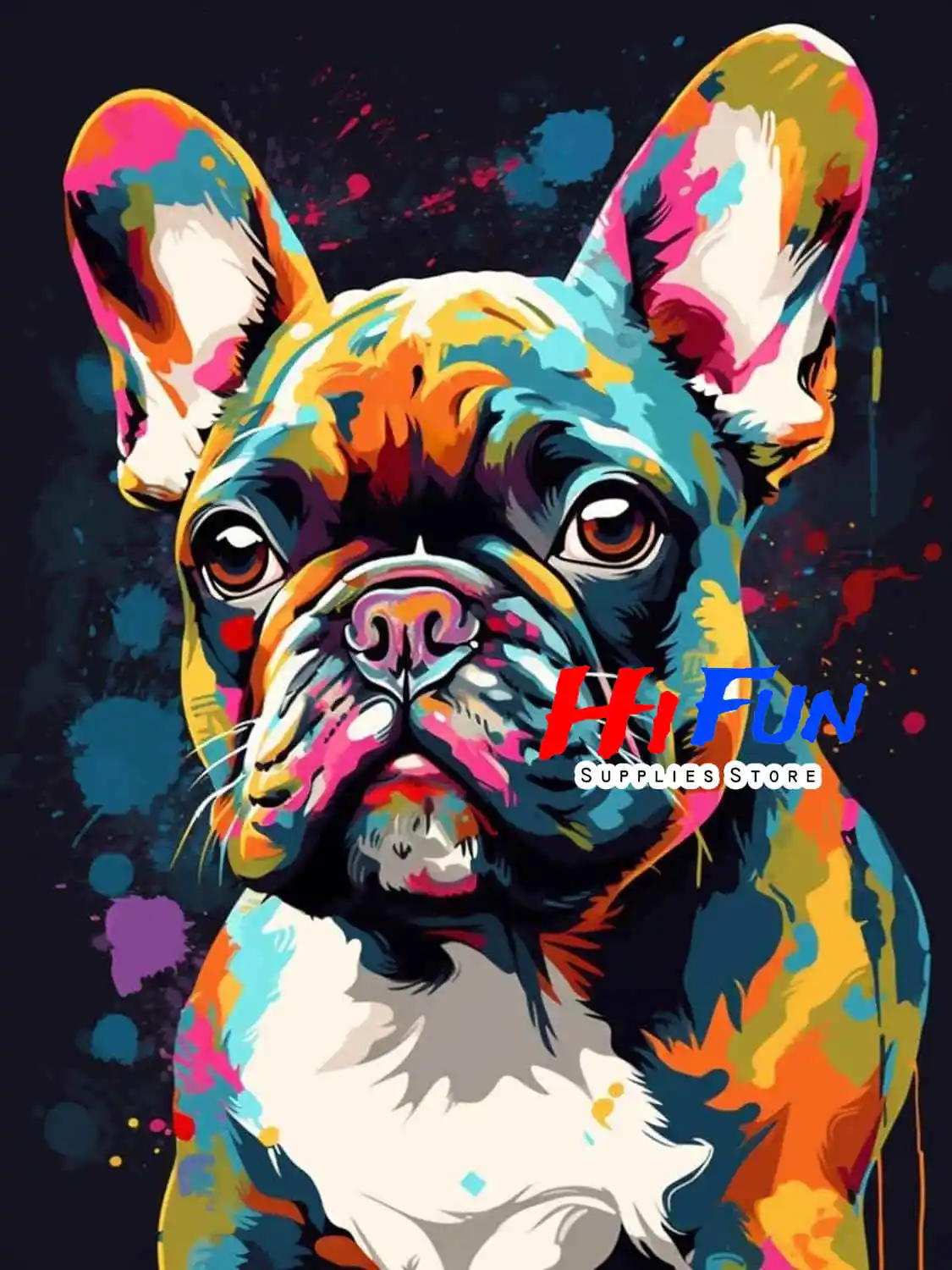 フレンチブルドッグ子犬フルドリルダイヤモンド絵画アート、DIYクロス