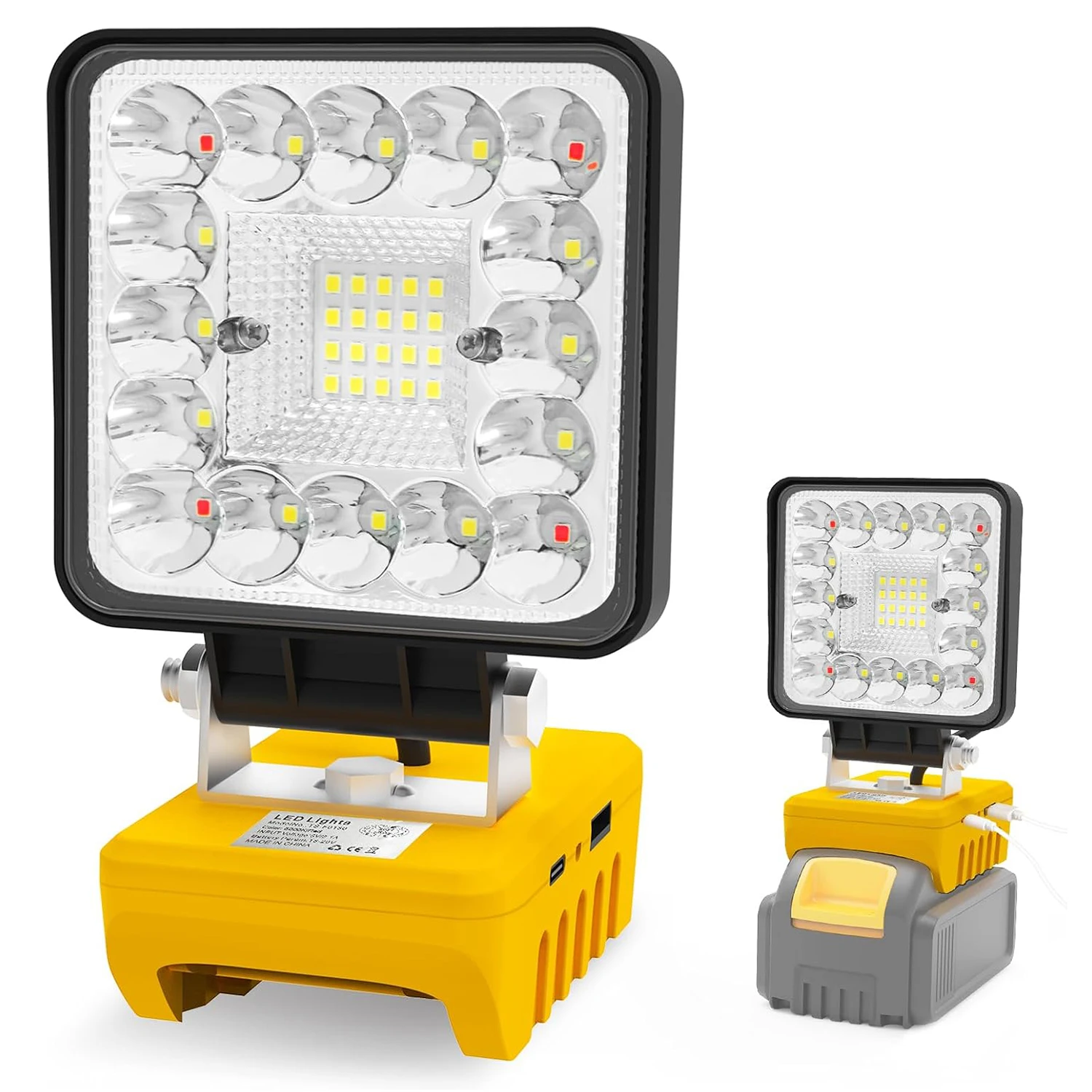 48W/60W/100W Portable LED Work Light Rechargeable LED Flood Light for Dewalt 18V-20V Li-ion Battery Cordless Work Light 6000k