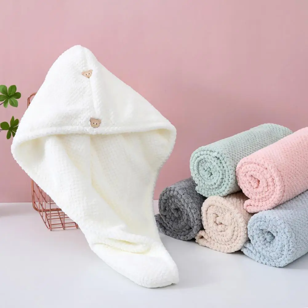 Lightweight Hair Wrap Super Absorbent Hair Drying Towel with Button Microfiber Hair Wrap for Women Comfortable Coral for Long