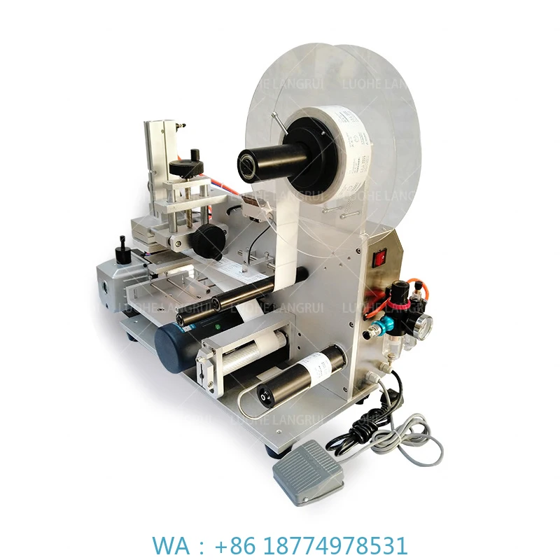 

Table-Top Electric Manual Labeling Machine for Flat SideSquare Bottle Labeling Sticker Labeling Machine LT-60 Semi-Automatic