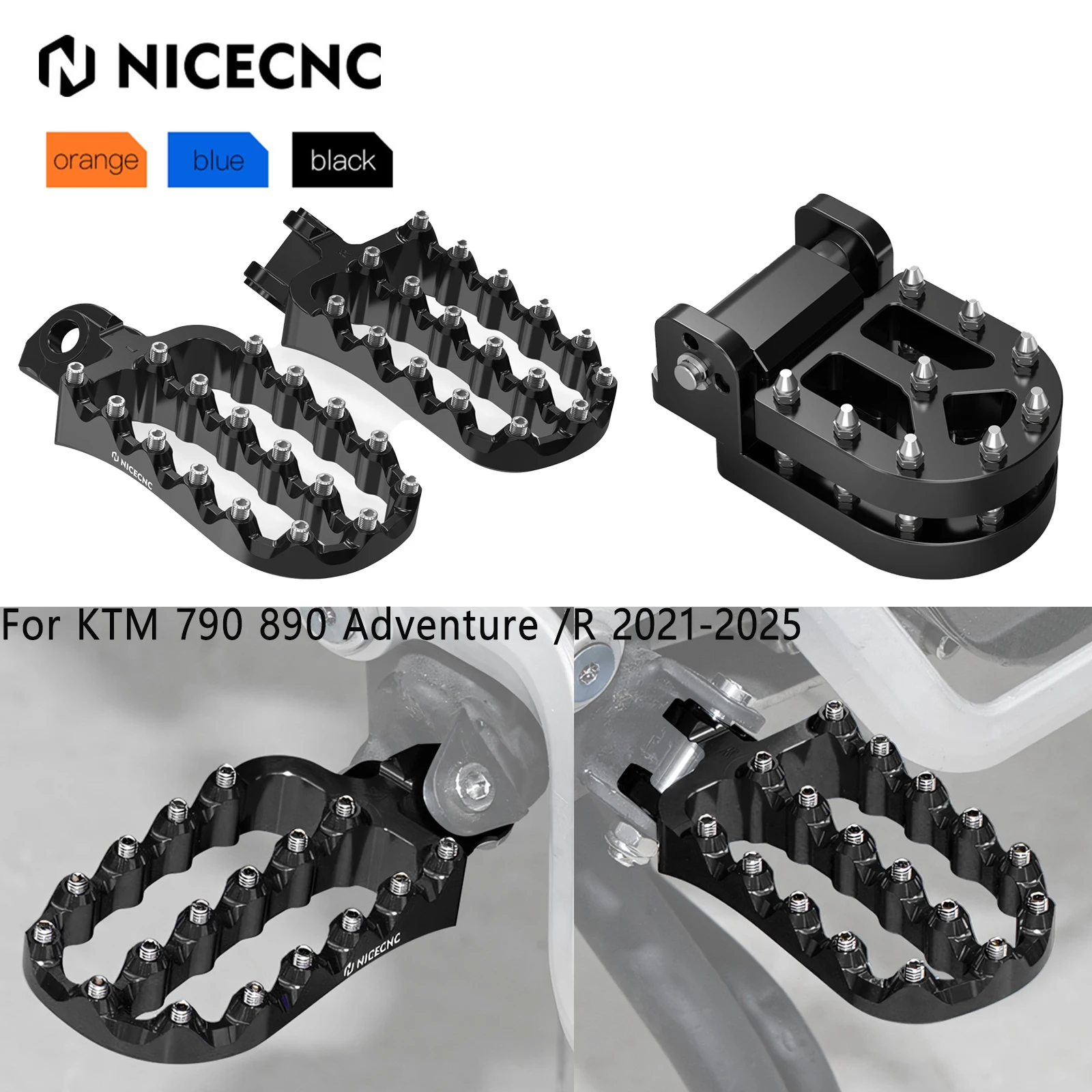 For KTM 790 890 Adventure /R 2021-2025 NICECNC Footpegs Footrests Foot Brake Lever Step Plate For Husqvarna Norden 901 2022-2025