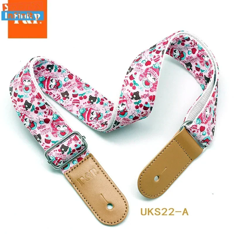 New Little Fresh Cartoon Guitar Strap Printed Colorful Belt Electric Wood Guitar Ukulele Universal Guitar Accessories