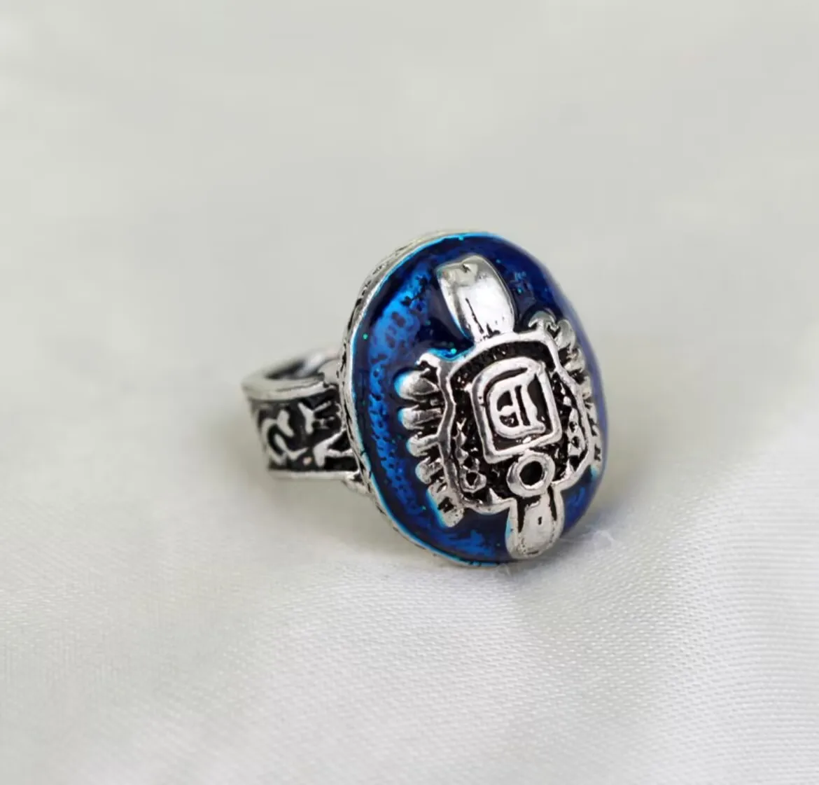 Vampire Diaries Damon Salvatore Blue Agate Ring 925 Sterling Silver Jewelry For Men Birthday Christmas Gifts Cosplay Accessory