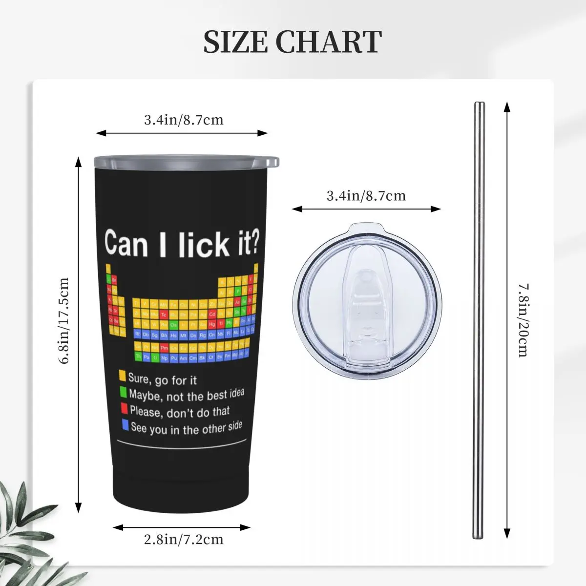 Can I Lick It Periodic Table Stainless Steel Tumbler Vacuum Insulated Mugs Thermal Cold Cup Straw With Lid 20oz