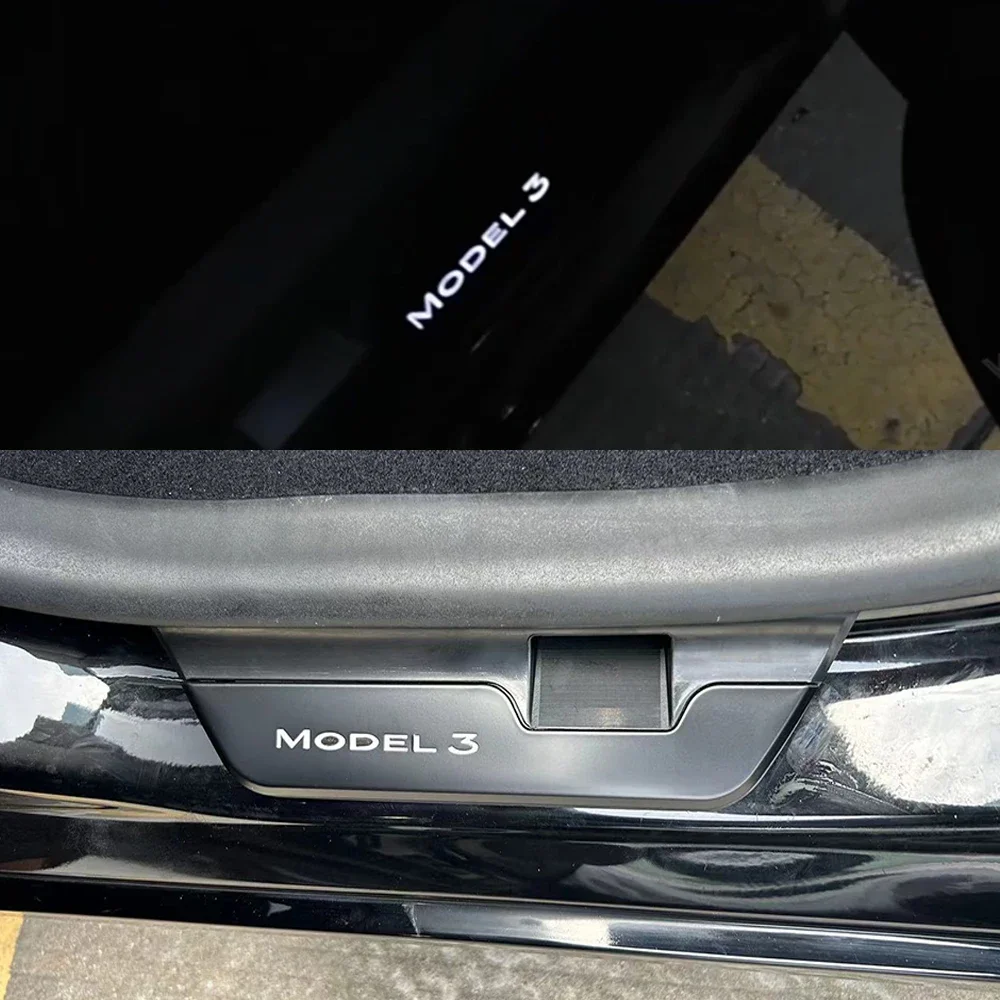 CSSBOON Door Sill Protector Cover 4PCS for Tesla Model 3 Highland Car LED Welcome Light Pedal Illuminated Accessories Auto Sense