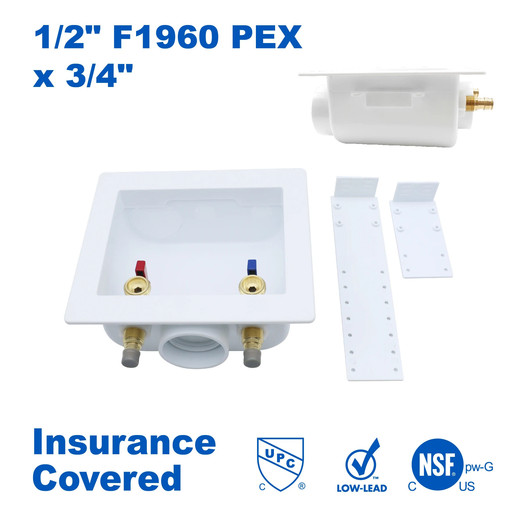 

KING SMART 1/2" F1960/Wisbo/PEX Шаровой кран для стиральной машины PEX расширения, выпускное отверстие MHT 3/4 дюйма, поворот 1/4; 1 шт./корпус; 81215