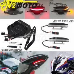 Motorcycle Front Mirror Block Off LED Turn Signals Light and Rear Tidy LED Tail Lights Fender Eliminator For BMW S1000RR 2020-Up