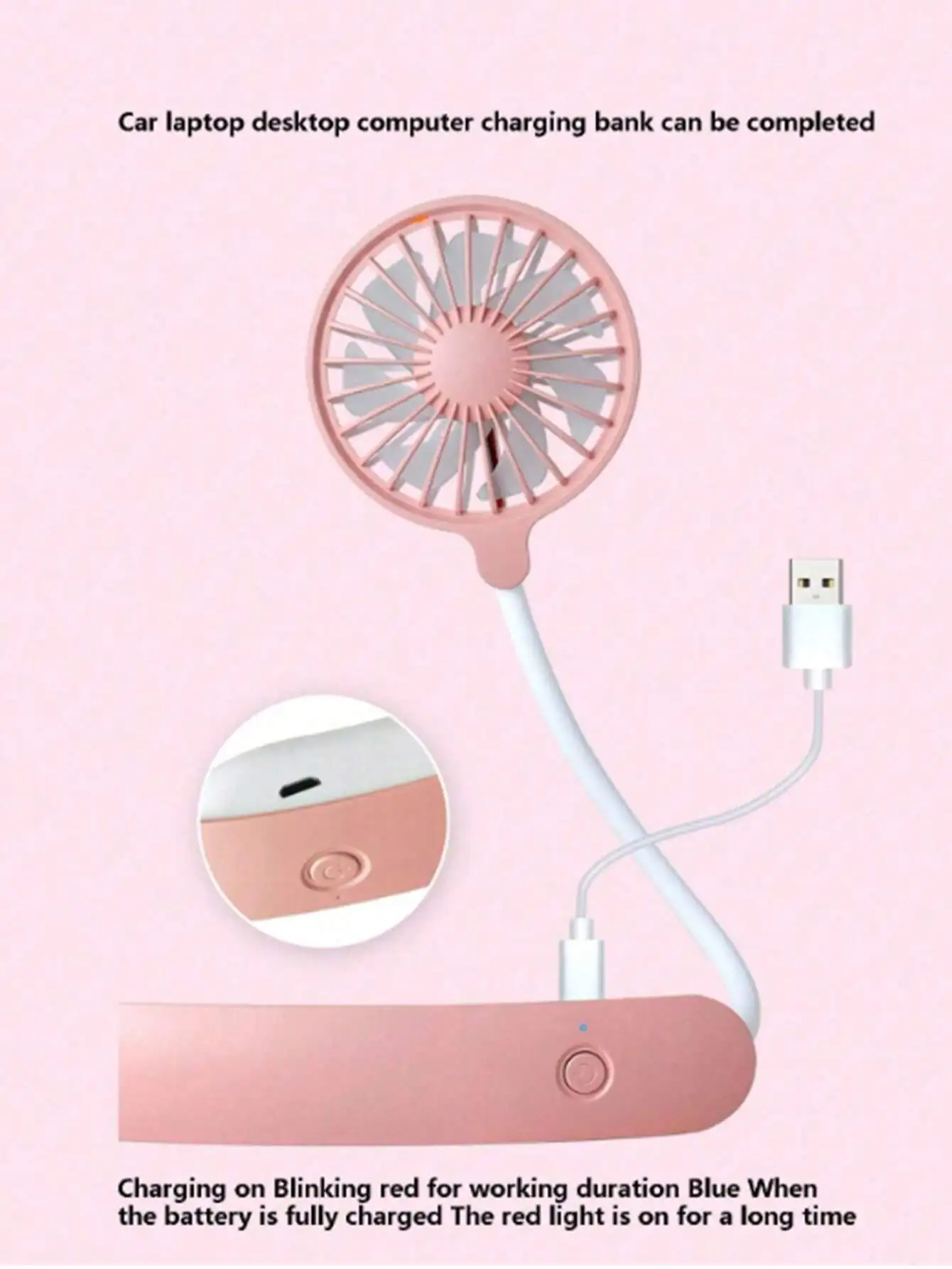 ポータブルUSB首掛けミニファン、充電式バッテリー付き折りたたみ式デスクトップパーソナルファン