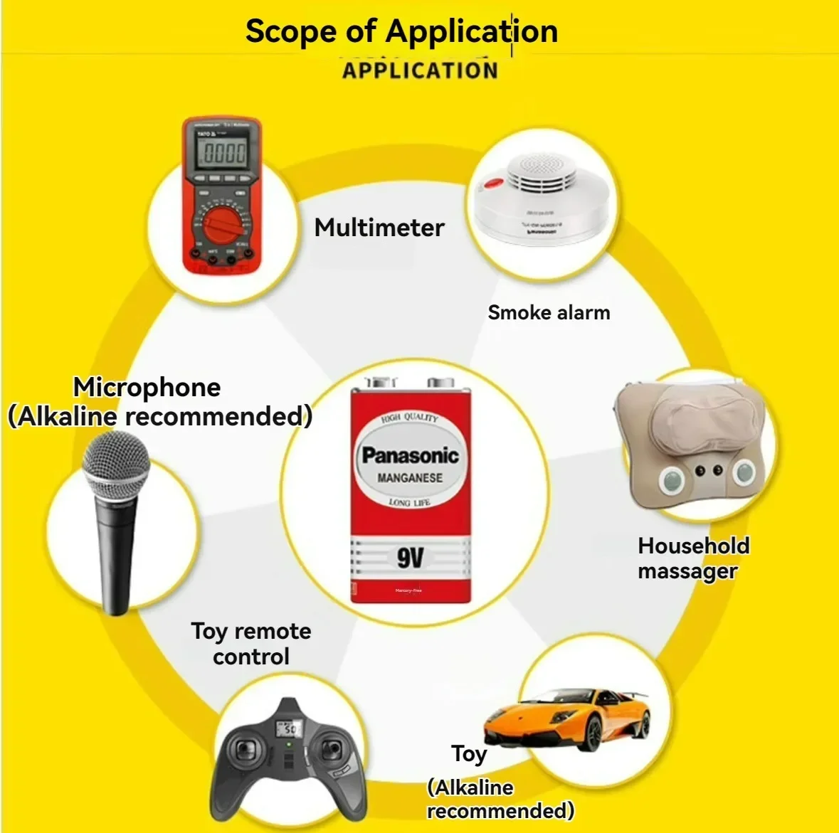 Batería alcalina Panasonic 9V para micrófono inalámbrico