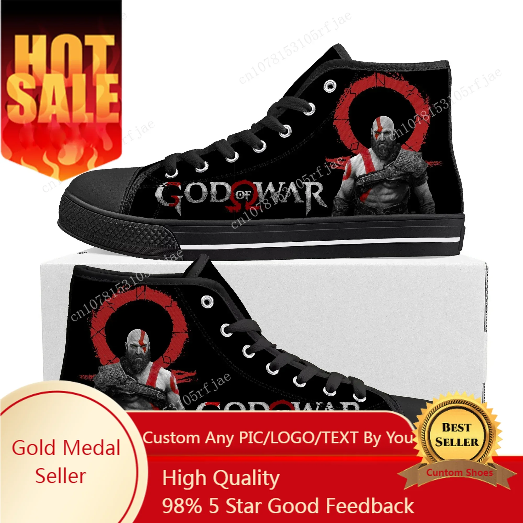 

God of War High Top Sneakers Hot Cartoon Game Mens Womens Teenager Fashion High Quality Canvas Sneaker Custom Built Couple Shoes
