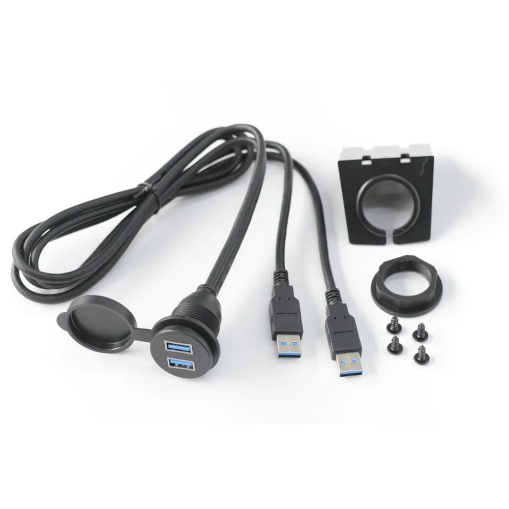 USB 3.0 Dual Port Male to Female Extension Cable 150cm for Car Motorcycle Boat RV with Neat Cable Management Design