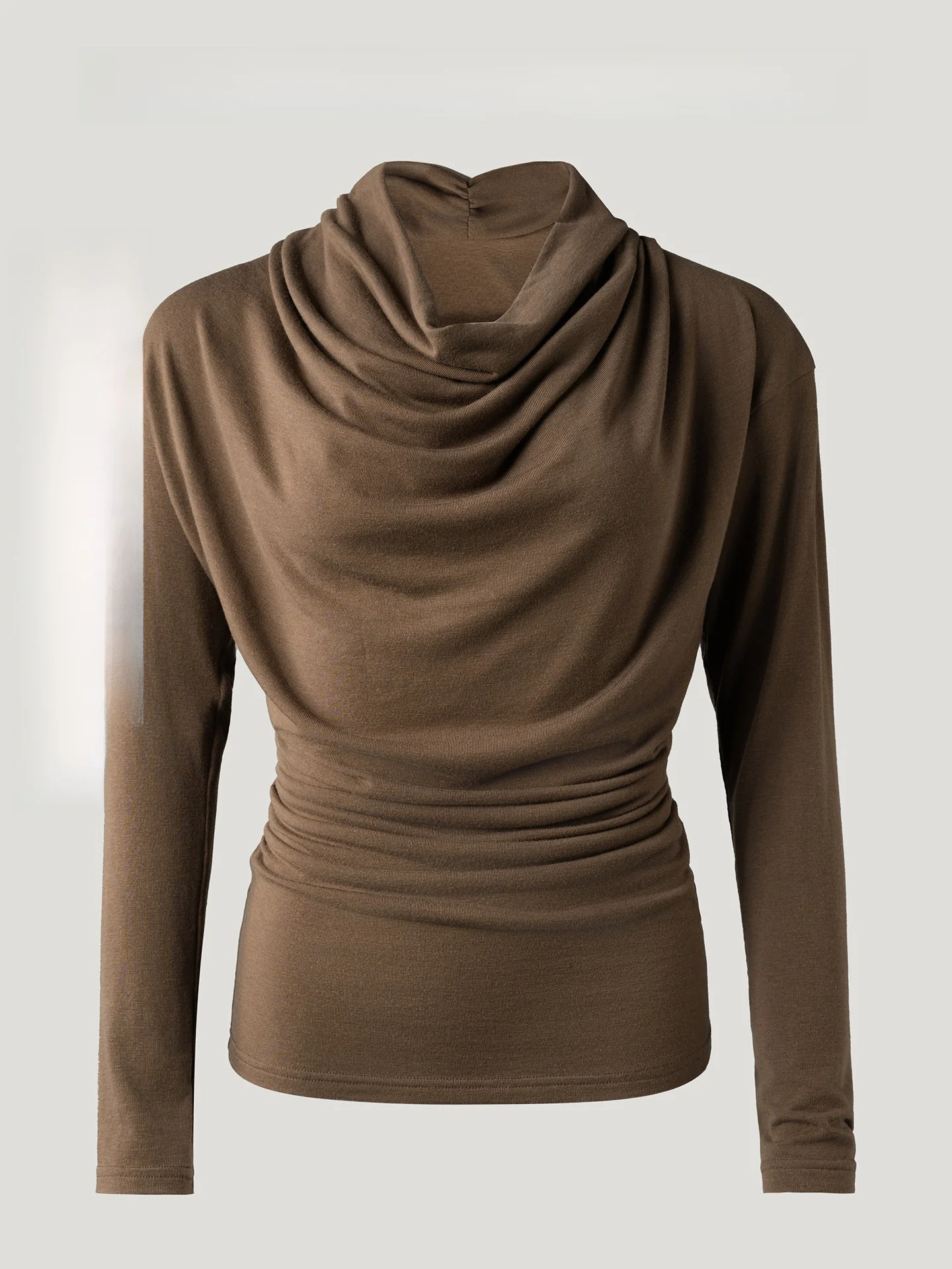 

Wool Blend Long Sve Women's Base irt Mixed Winter Faion Ne Ruffle Design Svel Slim Fit Home Wear