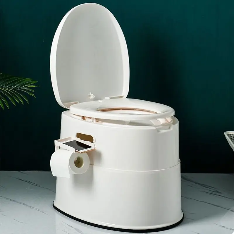 Klappbarer Toilettenstuhl für ältere Menschen, tragbarer Nachttisch-Toilettensitz mit Eimer, mobile Toilette für die häusliche Pflege für Senioren und Erwachsene