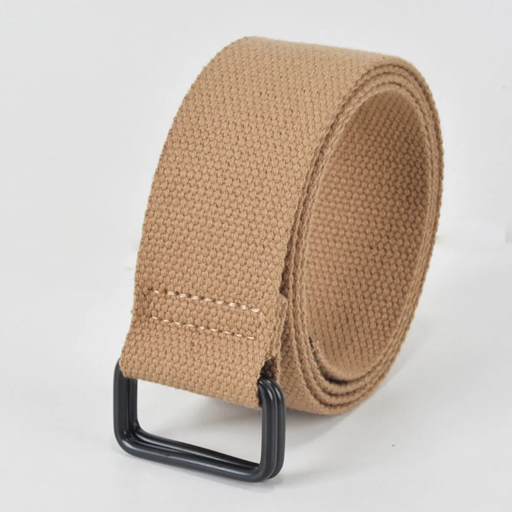 Elastic Free Punch Canvas Belt Double Ring Buckle Cloth Fabric Pants Belt Cotton Canvas Best Canvas Belts Men's