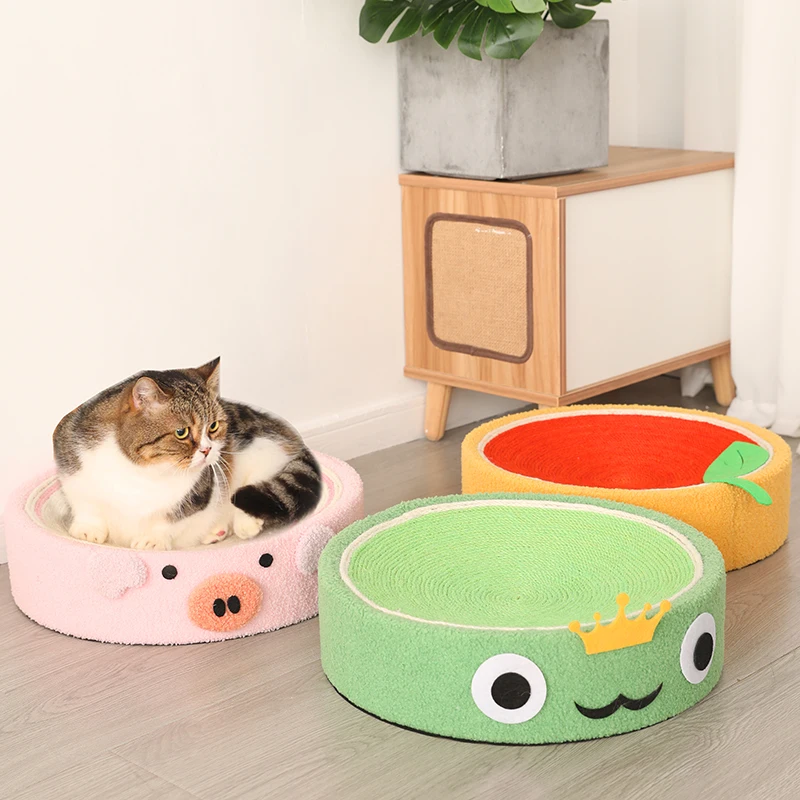 

Sisal Cat Scratcher Bed Round Durable Scratching Pad Non Shedding Cat Toy with Cushion