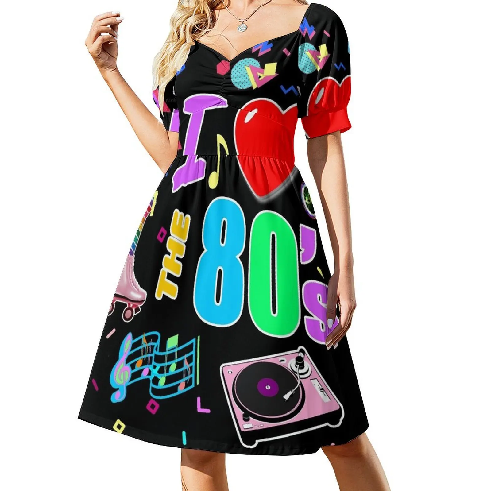 

I Love The 80's Retro Heart Dress Women's dress Elegant gown Women's summer dress for women summer