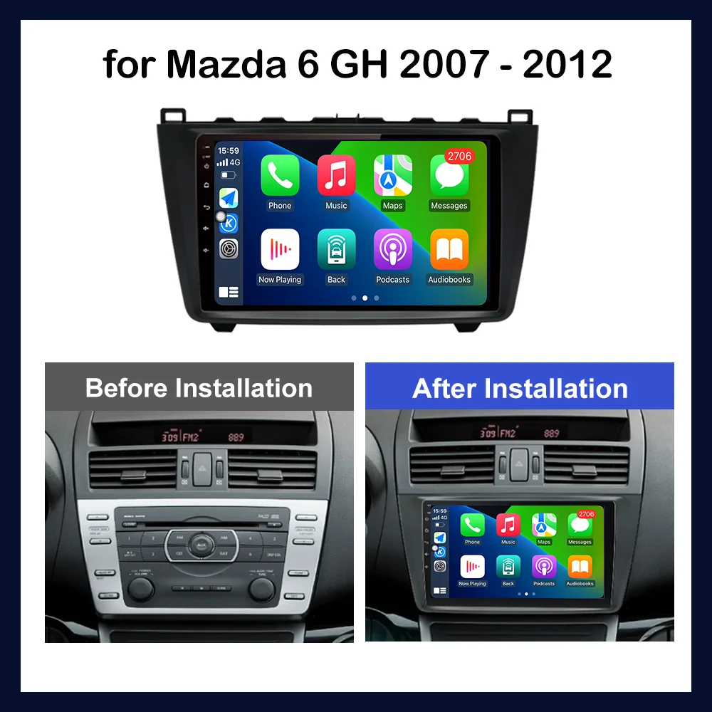 Für Mazda 6 gh 2007-2012 Android OS Autoradio Video Multimedia-Player GPS-Navigation WLAN Bluetooth Auto Zubehör Nr. 2din