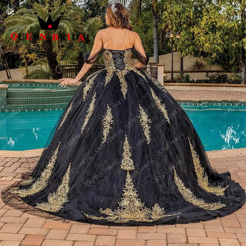 Vestido De encaje con lentejuelas para Quinceañera, traje Formal con espalda descubierta y hombros descubiertos, personalizado, Y46X, 2024