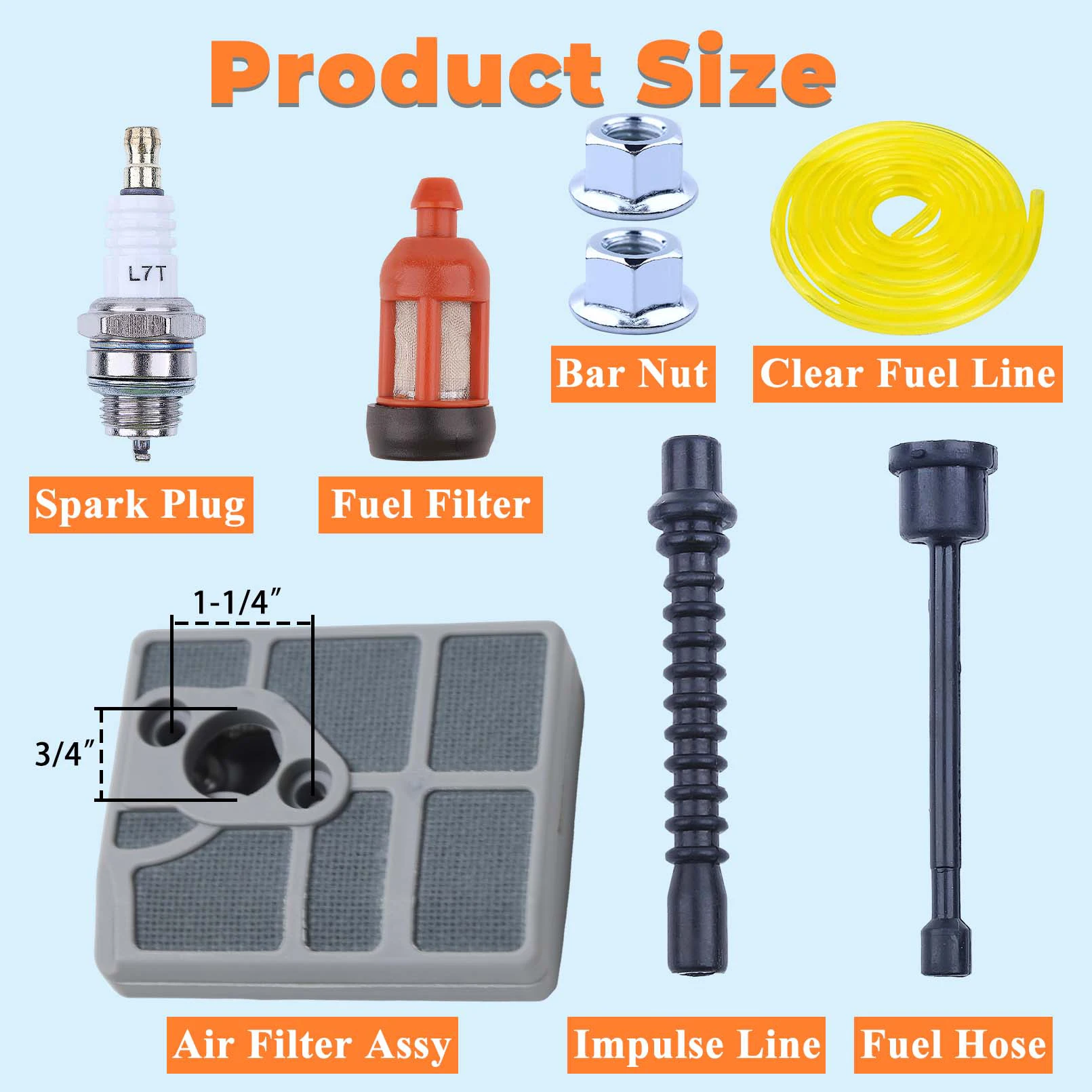 Air Filter Tune-up Kit For Stihl 030 031 031AV 032 032AV Chainsaw 1113 120 1603 Air Filter Choke Control Bar Nuts Spark Plug