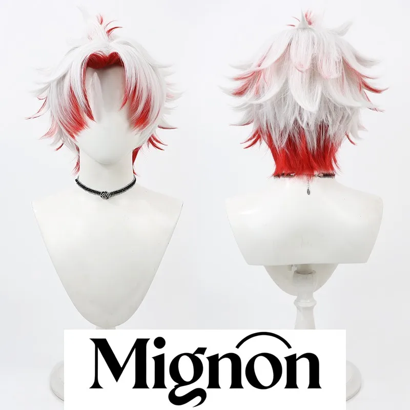

Wuthering Waves Scar Cosplay Wig Widow's Peak White Highlights Red Layered Anti-Frizz Teased Top