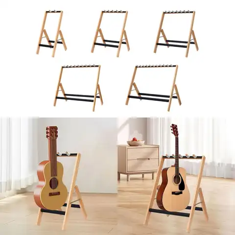 Stativ för flera gitarrer, golvstativ i trä, hopfällbar, gitarr utan repor 10 best sales gitarrställ - №7
