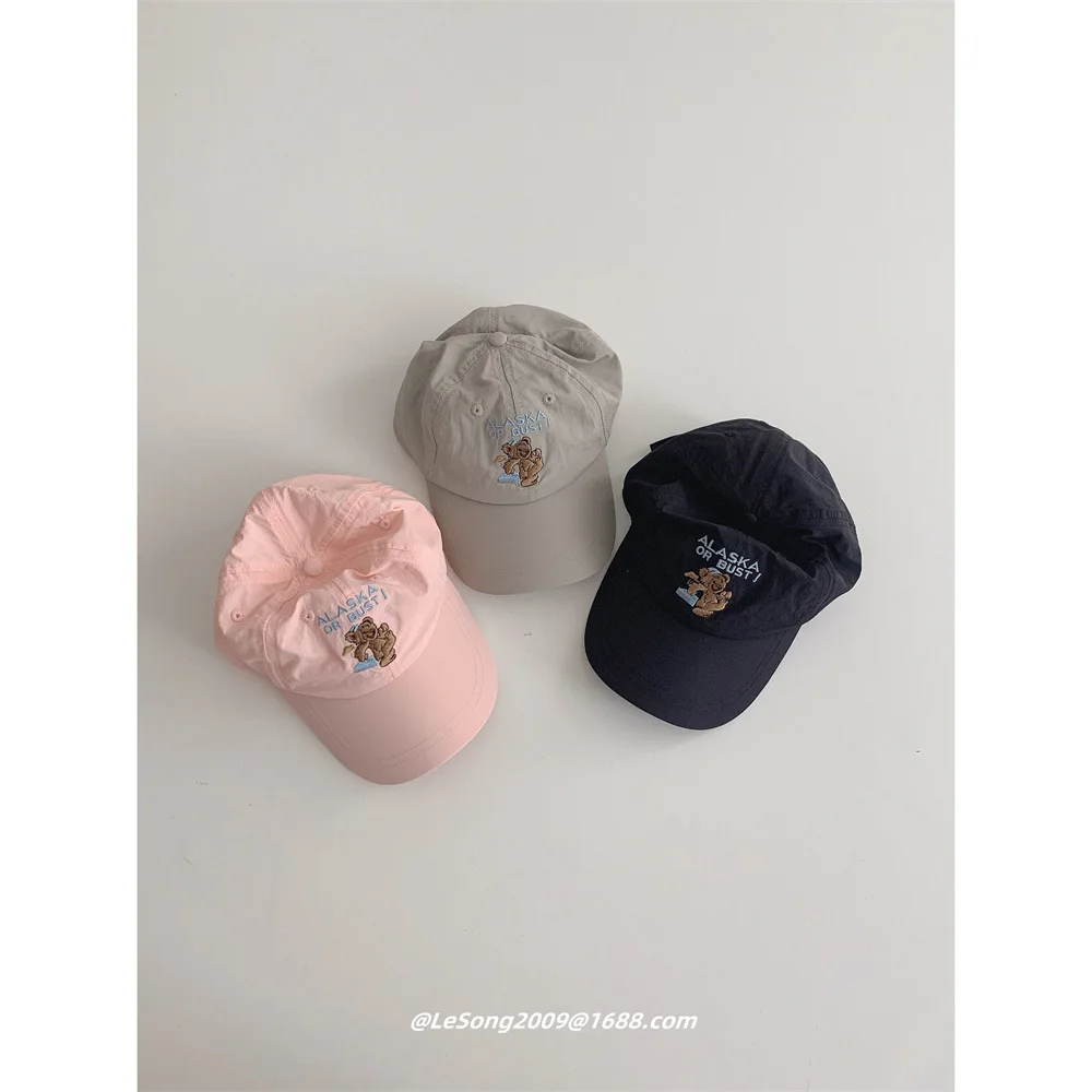 

2024 Cute Bear Mother Kids Baseball Caps Embroidered Summer Children's Thin Quick Drying Cap Soft Parent-child Sun Hat