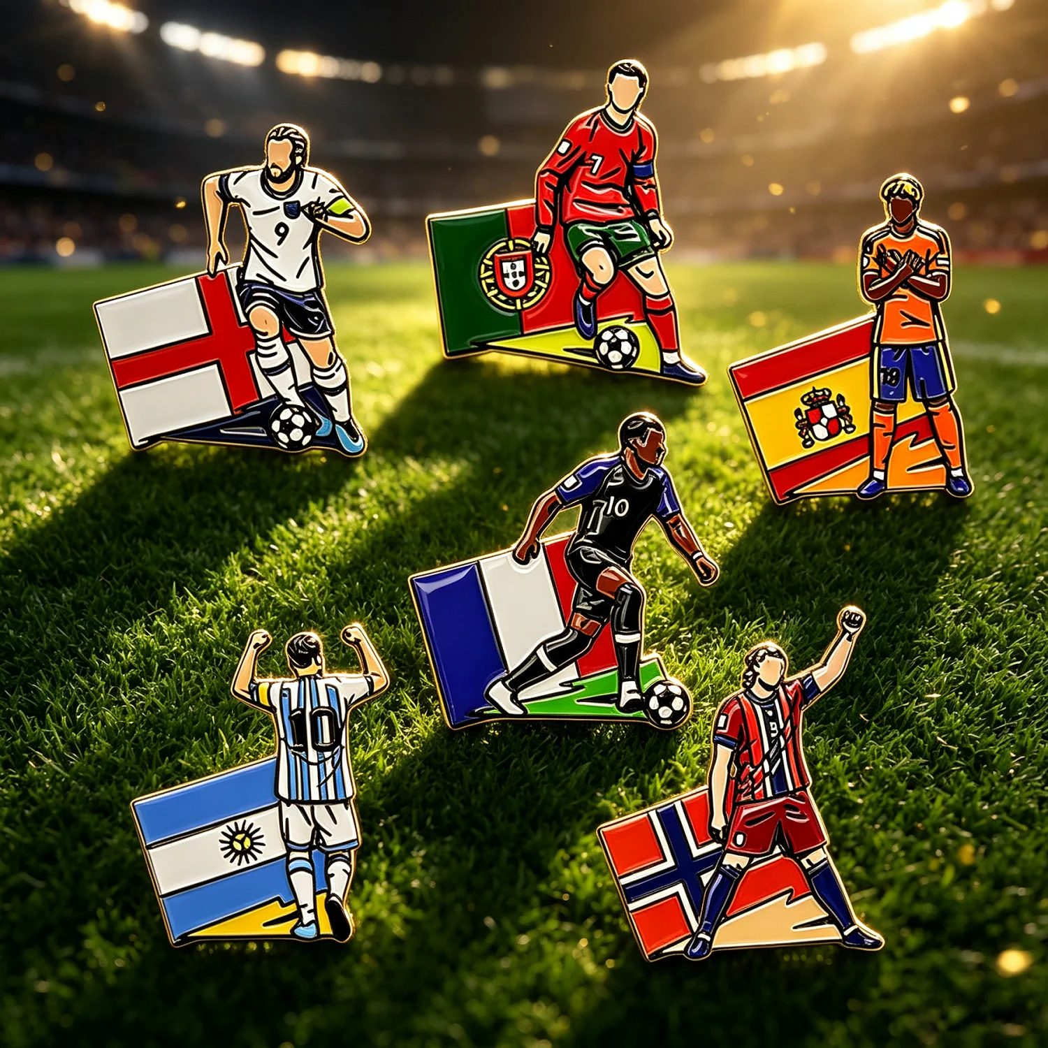 Broche Souvenir Unisexe en Alliage Motif Cartoon Joueur de Football USA Canada Mexique 2026 pour Vêtements, Sacs, Chapeaux, Écharpes, Jeans, Sacs d'école