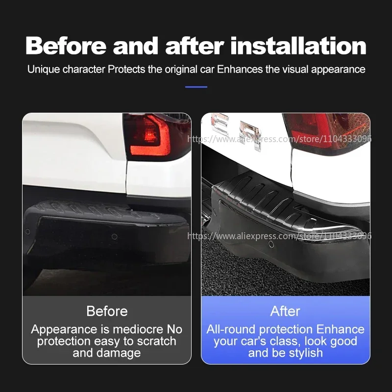 Car Trunk Bumper Door Sill Cover For Ford Ranger T9 2023 2024+  Stainless Steel Rear Fender Protector Stick Decoration