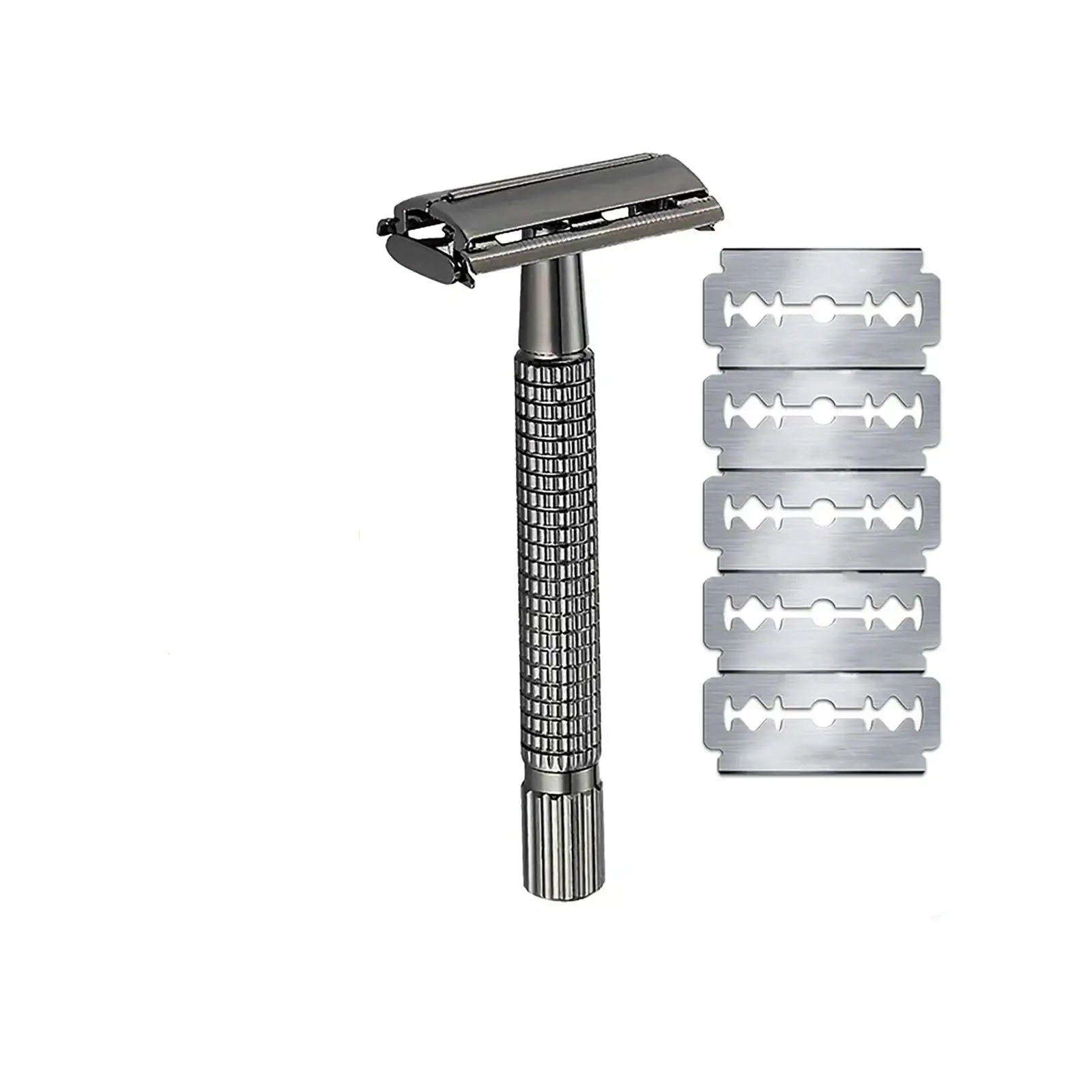 Butterfly Double Edge Razor with 10 Premium Blades, Metal Classic Manual Single Blade Safety Razor ,  Safe Quick to Change Blade